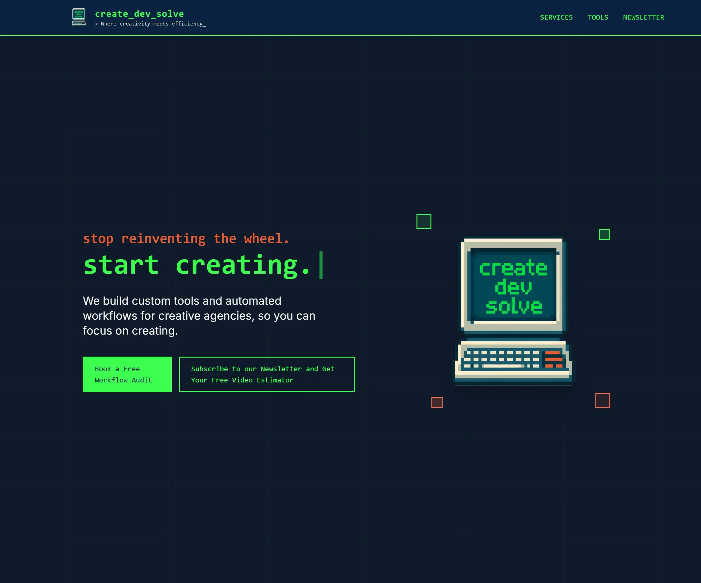 Create Dev Solve website screenshot