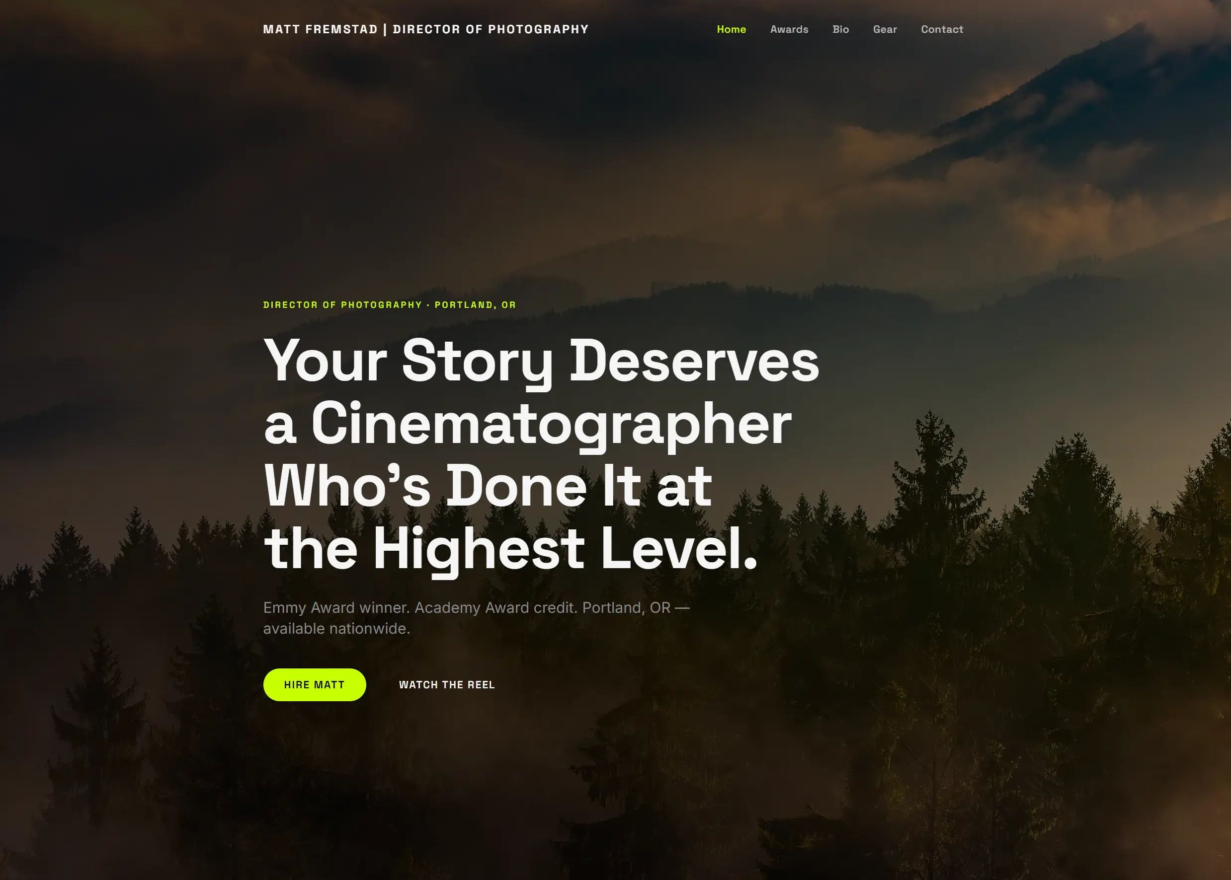 Matt Fremstad website screenshot